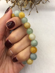 Three Colours Jade Bracelet - Beads (BR233)