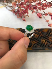 Green Cabochon Jade Ring (RI367)
