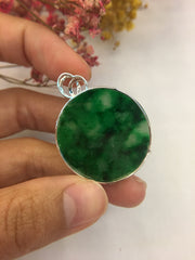 Dark Green Jade Pendant - Round (PE192)