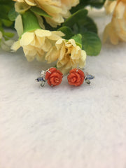 Red Coral Earrings - Rose (EA265)
