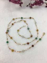 Three Colours Jade Beads Necklace (NE064)
