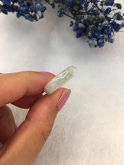 Icy Bluish Flower Jade Hololith Rings (RI322)