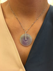 Lavender With Green Jade Pendant - Safety Coin (PE366)