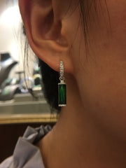 Dark Green Jade Earrings - Cylindrical (EA284)