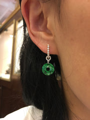 Green Jade Earrings - Coins (EA184)
