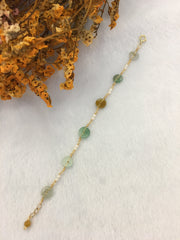 Three Colours Jade Bracelet - Coins (BR255)