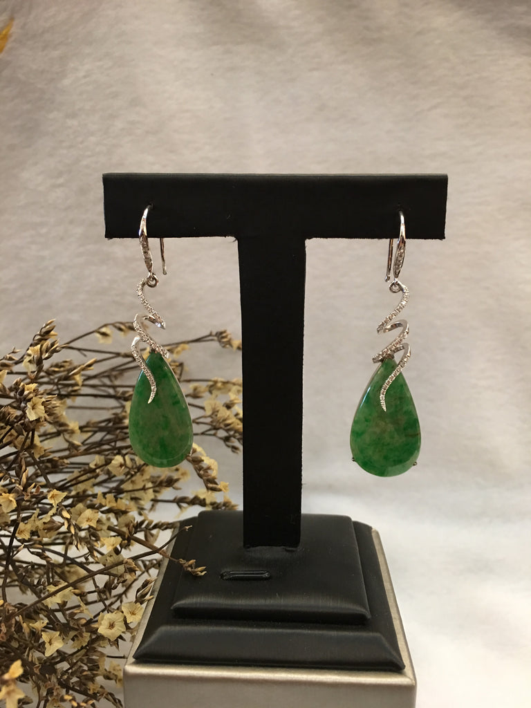 Green Jade Earrings - Pear Shape (EA325)