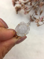 Icy White Jade Ring - Flower (RI010)