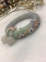 Lavender With Green Jade Bangle