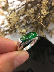 Dark Green Jade Ring - Saddle Shape (RI032)