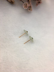 Icy With Green Jade Earrings - Safety Coin (EA302)
