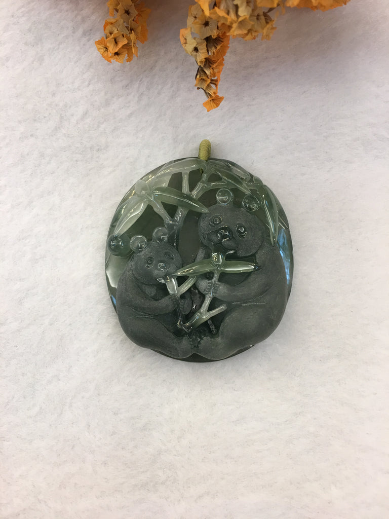 Icy Green Jade Pendant - Panda (PE343)
