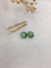 Icy Green Jade Earrings - Coin (EA035)