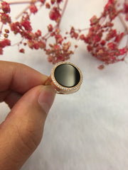Omphacite Jadeite Ring - Round (RI159)