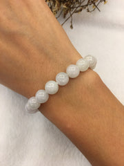 White Jade Bracelet - Beads (BR232)