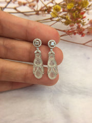 Icy White Jade Earrings - Goldfish (EA289)