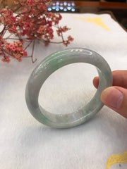Lavender With Green Jade Bangle - Round (BA249)