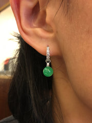 Green Jade Ball Earrings (EA112)