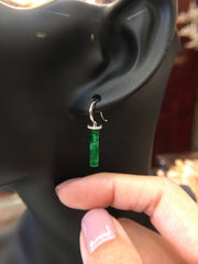 Dark Green Jade Earrings - Cylindrical (EA214)