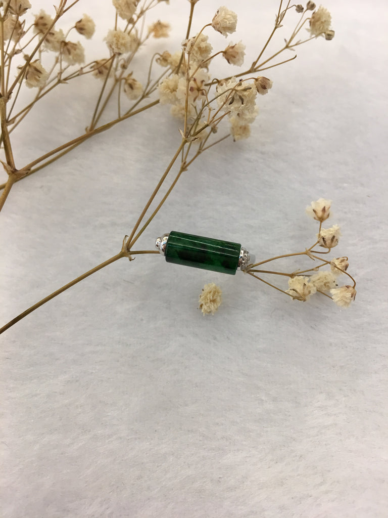 Dark Green Jade Ring - Barrel (RI308)