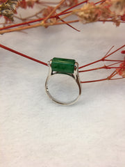 Dark Green Jade Ring - Barrel (RI175)