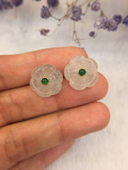 Icy Jade Earrings - Lotus Flower (EA168)
