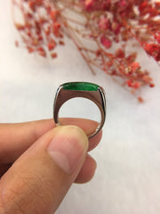 Dark Green Jade Ring - Saddle Shape (RI064)