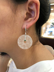 Icy White Jade Earrings - Coin (EA216)