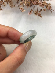 Icy Bluish Flower Jade Hololith Ring (RI300)