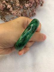 Dark Green Jade Bangle - Round (BA092)