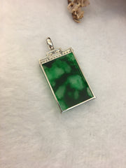 Green Jade Pendant - Rectangular (PE140)
