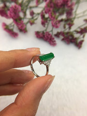 Green Jade Ring - Rectangular Shape (RI225)