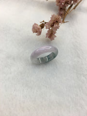Lavender With Greenish Flower Jade Hololith Ring (RI284)