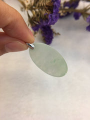 Icy Green Jade Pendant - Oval (PE244)