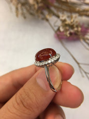 Red Jade Cabochon Ring (RI203)