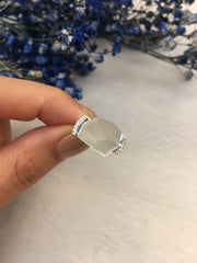 Icy White Jade Ring - Irregular Shape (RI289)