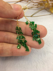 Green Jade Earrings - Irregular (EA279)