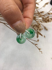Green Jade Earrings - Coin (EA186)