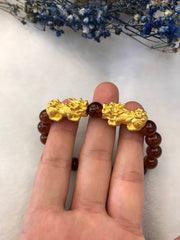 24k Pure Gold Pixiu Pair Bracelet (BR086)