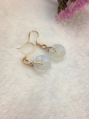 Icy White Jade Earrings - Barrels (EA243)