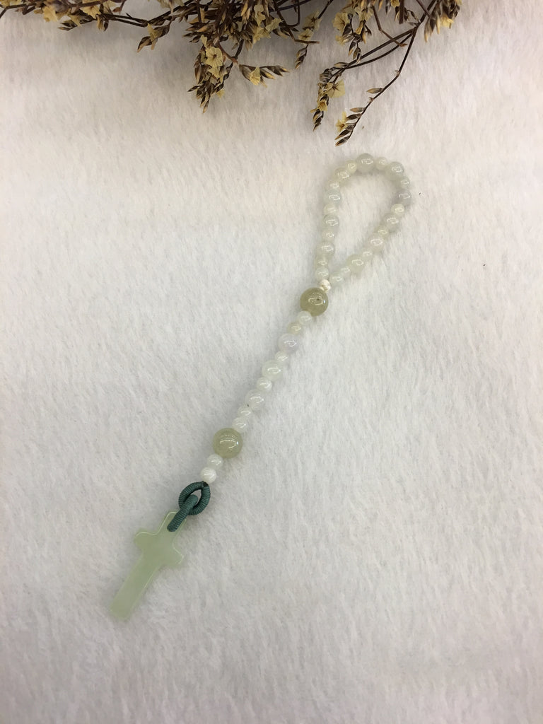 Icy White & Green Jade - Rosary (OT003)
