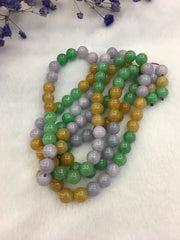 Three Colours Jade Necklace - 108 Beads (NE053)