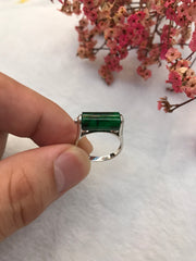 Dark Green Jade Ring - Barrel (RI355)