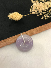 Lavender Jade Pendant - Safety Coin (PE439)