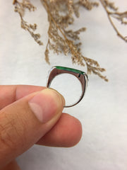 Dark Green Jade Ring - Saddle Shape (RI209)