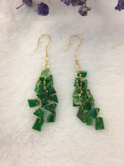 Green Jade Earrings - Irregular (EA255)