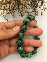 Dark Green Jade Barrel Bracelet (BR158)