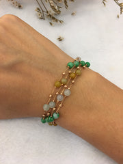 Three Colours Jade Beads Necklace (NE021)