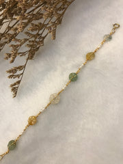 Three Colours Jade Bracelet - Flowers (BR282)