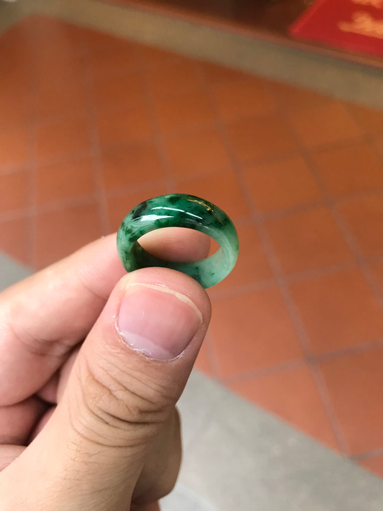 Dark Green Jade Hololith Ring (RI354)
